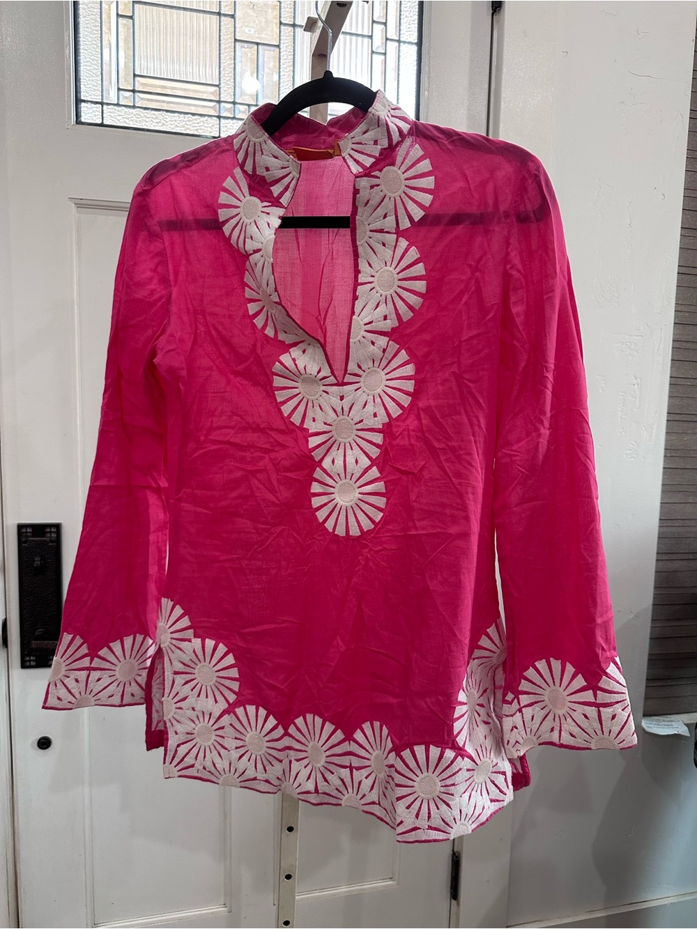 Tory Burch Pink Embroidered Tunic Top